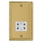 Varilight  1-Gang Dual Voltage Shaver Socket 115V Georgian Brass with White Inserts
