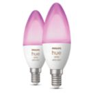Philips Hue  E14 Candle RGB & White LED Smart Light Bulb 4W 470lm 2 Pack