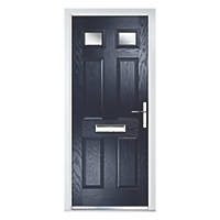 Crystal  6-Panel 2-Light LH Blue Composite Front Door 2090 x 920mm
