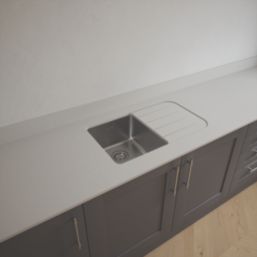 Metis  White Fleck Kitchen Worktop with 1 Bowl Stainless Steel Sink 3050mm x 620mm x 15mm