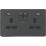 Knightsbridge SFR9224AT 13A 2-Gang SP Switched Socket + 2.4A 2-Outlet Type A USB Charger Anthracite with Black Inserts