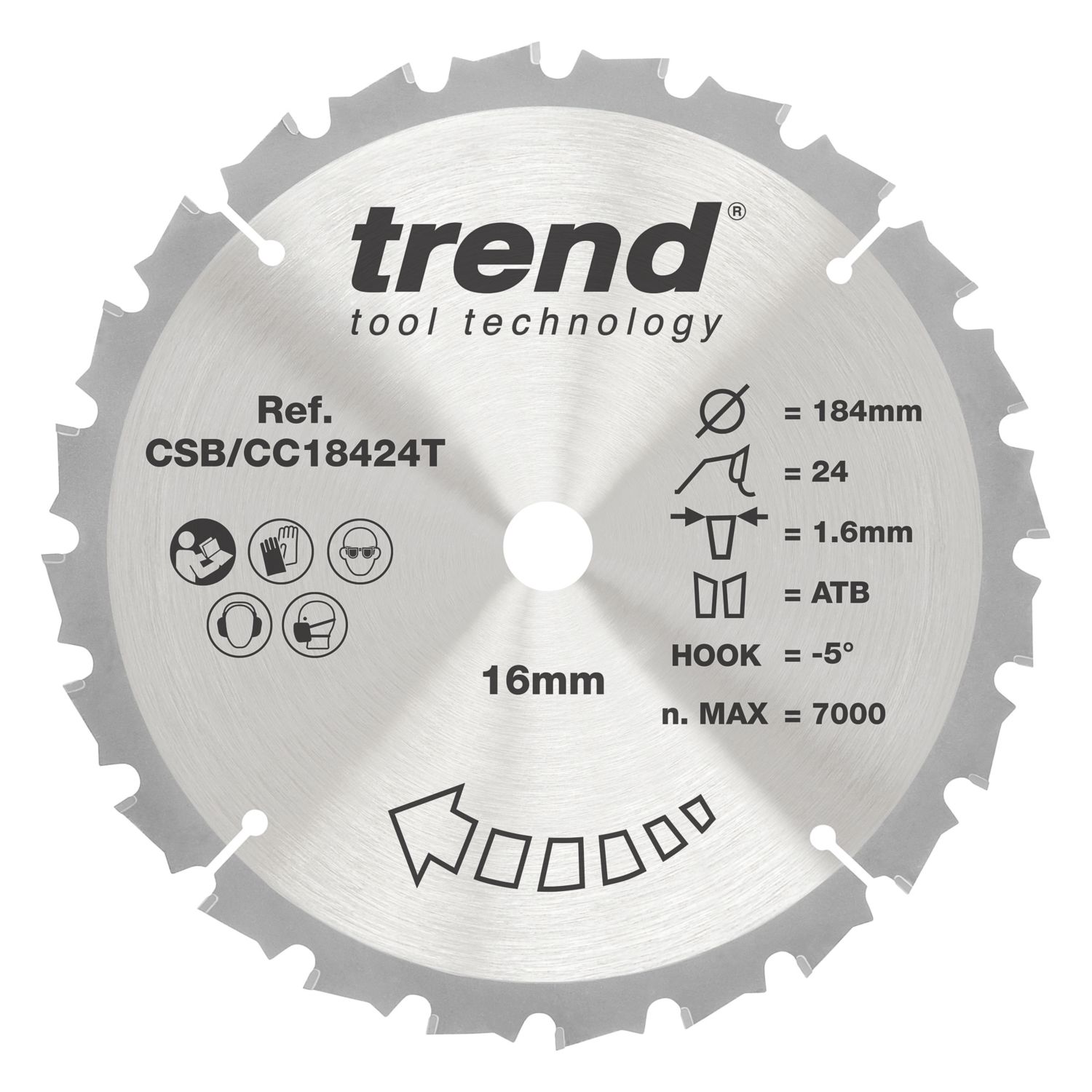 Trend CSB/CC18424T Wood Crosscut Circular Saw Blade 184mm x 16mm 24T (386XG)
