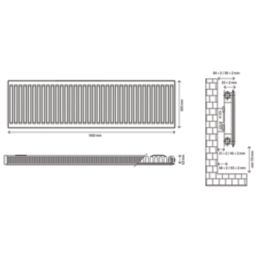 Flomasta 500mm x 1400mm 3882BTU White Type 11 Convector Radiator