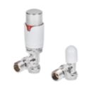 Flomasta  15mm x 1/2" White / Chrome Angled  Thermostatic Radiator