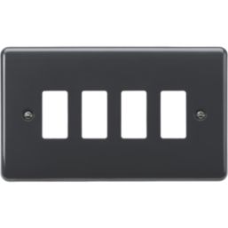 Knightsbridge Part M 4-Module Grid Faceplate Anthracite
