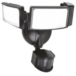 Lutec Tri Guard Outdoor LED Triple Head Floodlight With PIR & Photocell Sensor Black 23W 2900lm