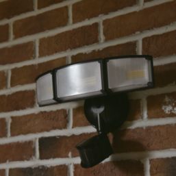 Lutec Tri Guard Outdoor LED Triple Head Floodlight With PIR & Photocell Sensor Black 23W 2900lm