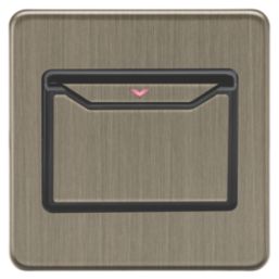 Knightsbridge Screwless 32A Key Card Switch Antique Brass with Black Inserts