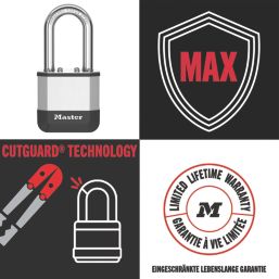 Master Lock PK1EURDLF  All-Weather   Elite Laminated Padlock  Silver & Black 45mm