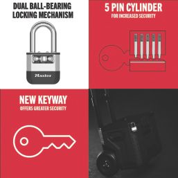 Master Lock PK1EURDLF  All-Weather   Elite Laminated Padlock  Silver & Black 45mm