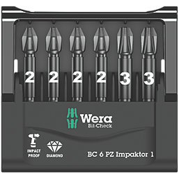 Wera Impaktor 1/4" Hex Shank PZ TriTorsion Bit Set 6 Pieces