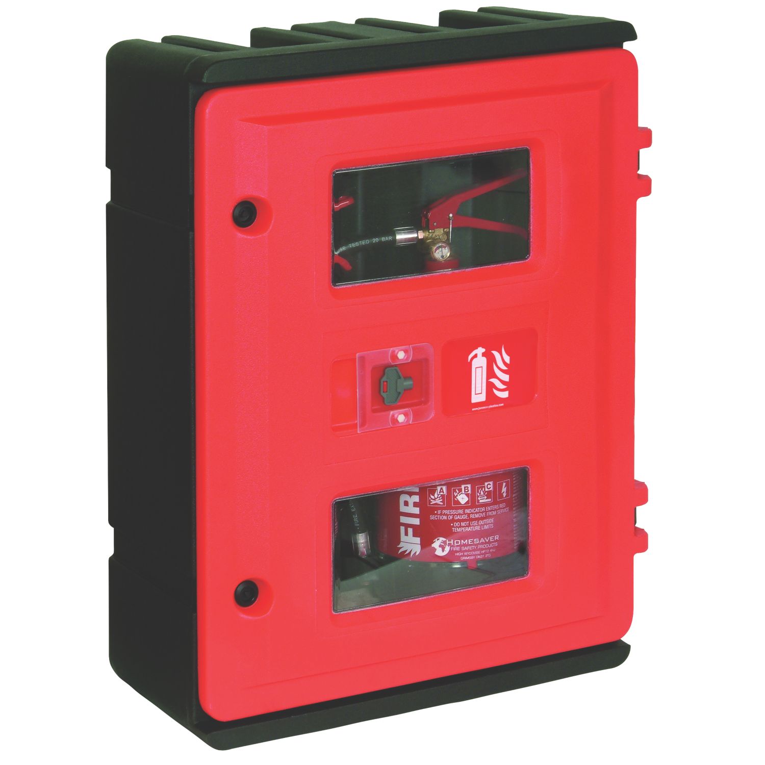 Firechief HS72K Double Extinguisher Cabinet 585mm x 270mm x 720mm Red/Black (387FX)