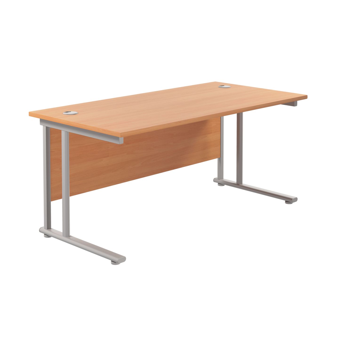 TC Group Aztec Twin Upright Rectangular Office Desk Beech/Silver 1600mm x 800mm (387TT)