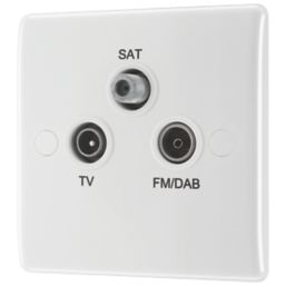 British General 800 Series 1-Gang Triplex TV Socket White