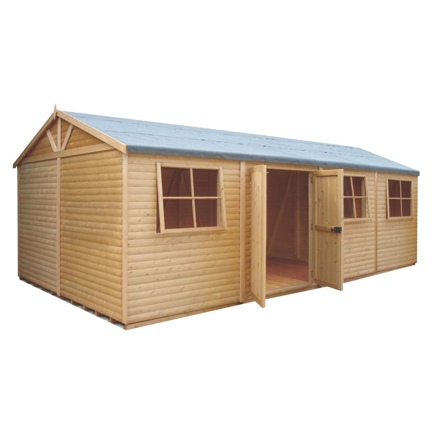 Shire 20' x 10' 6" (Nominal) Apex Tongue & Groove Timber Workshop with Assembly (38824)