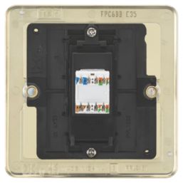 Knightsbridge  1-Gang RJ45 Brushed Brass with Colour-Matched Inserts