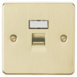 Knightsbridge  1-Gang RJ45 Brushed Brass with Colour-Matched Inserts