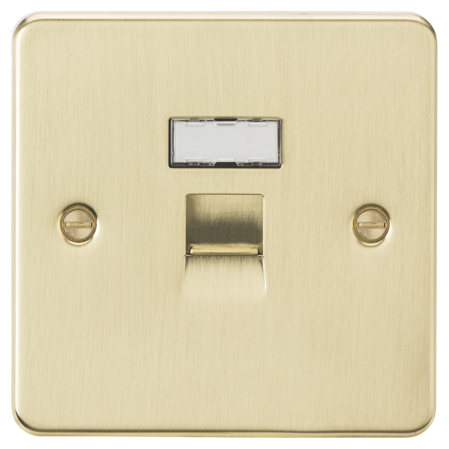 Knightsbridge 1-Gang RJ45 Brushed Brass with Colour-Matched Inserts (388AM)