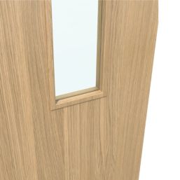 Green & Taylor  1-Clear Light Satin Lacquered Oak Wooden Traditional Internal Fire Doors with Glass 1981mm x 838mm