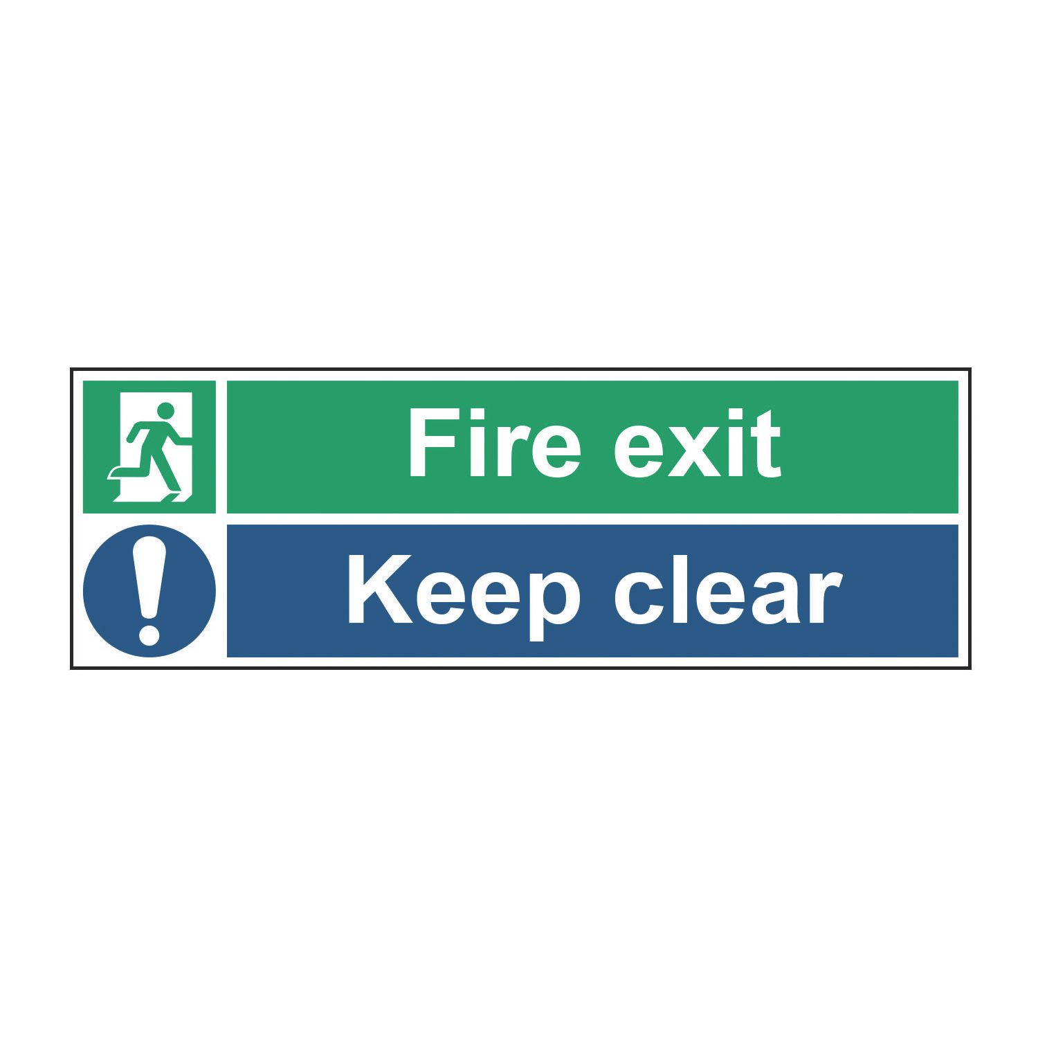 Essentials Non Photoluminescent "Fire Exit Keep Clear" Sign 150mm x 450mm (388FG)