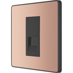 British General Evolve 1-Gang Slave Telephone Socket Copper with Black Inserts