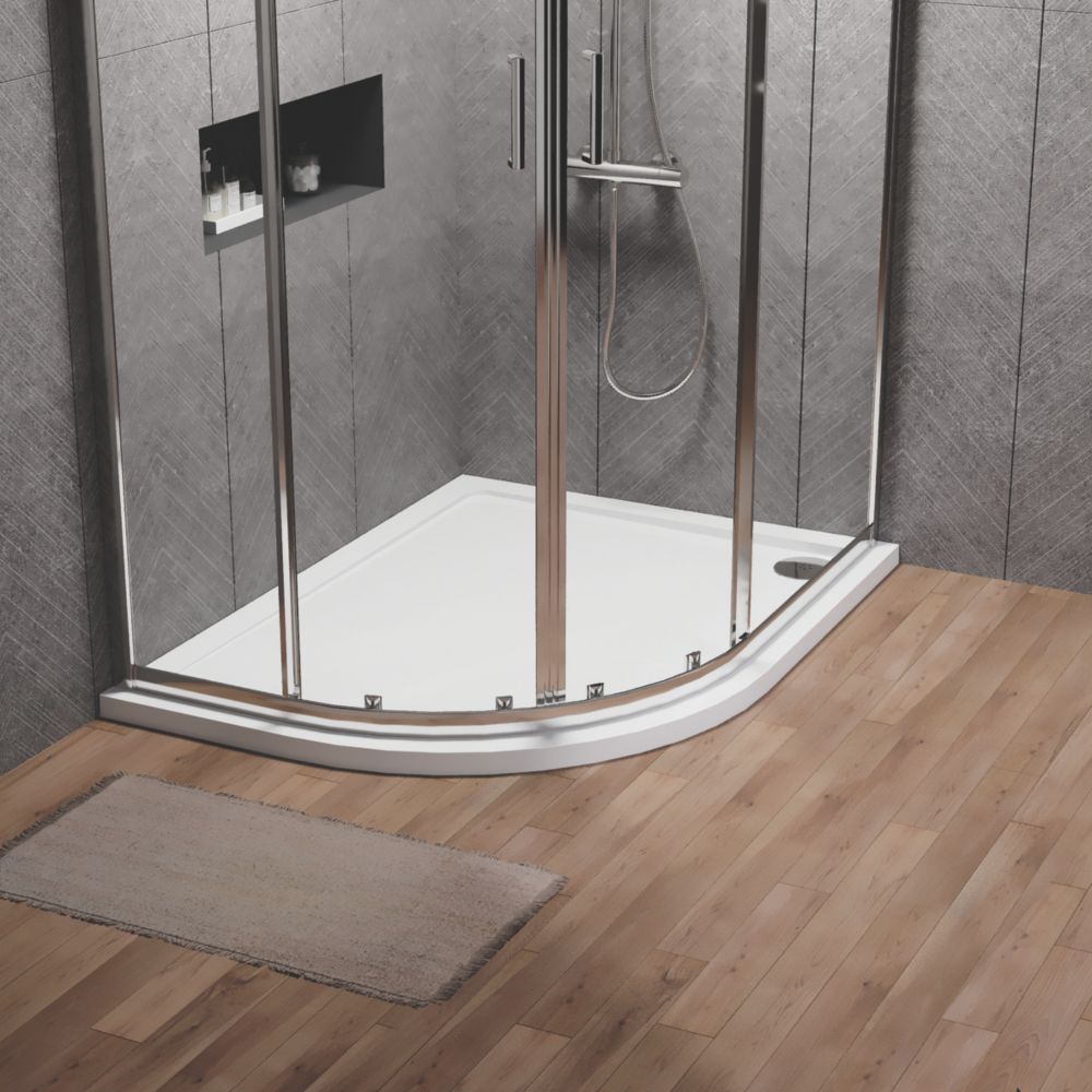 ETAL Pearlstone Matrix Offset Quadrant Shower Tray LeftHanded White