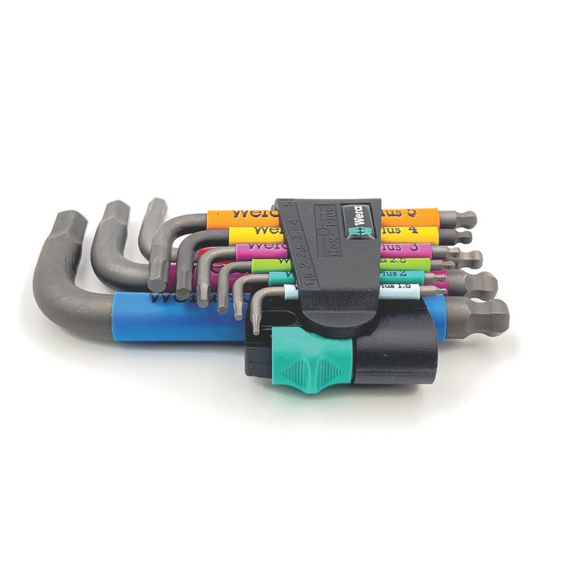 Wera 950/9 SPKS BlackLaser Metric Hex Plus & Ball End Multicolour 2 L-Key Set 9 Pieces