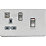 Knightsbridge  45A 1-Gang DP Cooker Switch & 13A DP Switched Socket + 2.4A 12W 2-Outlet Type A USB Charger Brushed Chrome  with Colour-Matched Inserts