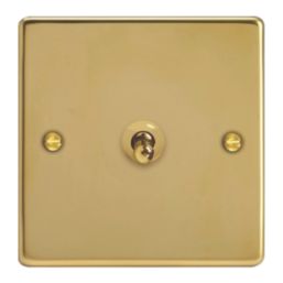 Varilight  10A 1-Gang 2-Way Light Switch  Polished Brass with Colour-Matched Inserts