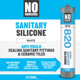 No Nonsense 820 Sanitary Silicone White 310ml 12 Pack
