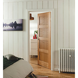 Jeld-Wen  Unfinished Oak Veneer Wooden 4-Panel Shaker Internal Fire Door 2040mm x 726mm