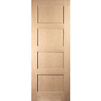 Jeld-Wen  Unfinished Oak Veneer Wooden 4-Panel Shaker Internal Fire Door 2040 x 726mm