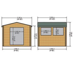 Shire Solway 2 10' x 10' (Nominal) Apex Timber Log Cabin with Assembly