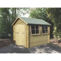 Shire Solway 2 10' x 10' (Nominal) Apex Timber Log Cabin with Assembly