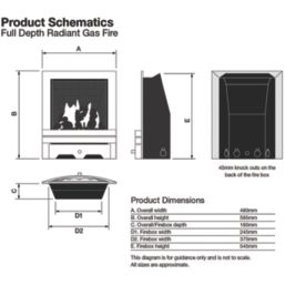 Focal Point Blenheim Brass Rotary Control Inset Gas Full Depth Fire 480mm x 180mm x 585mm