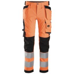 Snickers 6243 Hi-Vis Work Trousers Orange 39" W 32" L