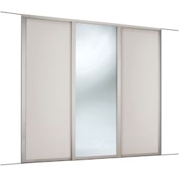Spacepro  3-Door Sliding Wardrobe Door Kit Dove Grey Frame Dove Grey / Mirror Panel 1680mm x 2260mm