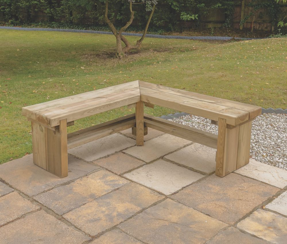 Forest Double-Corner Sleeper Bench Wooden 4' x 1' 6" - Screwfix
