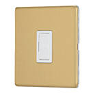 Contactum Lyric 13A Unswitched Fused Spur  Brushed Brass with White Inserts