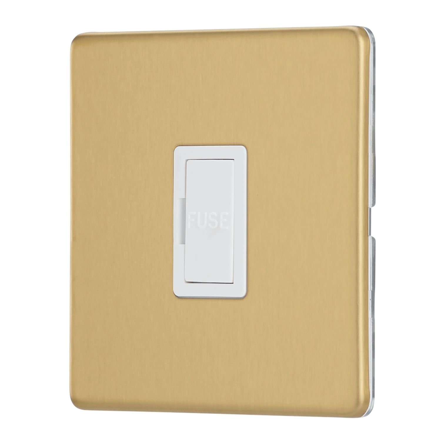 Contactum Lyric 13A Unswitched Fused Spur Brushed Brass with White Inserts (389RR)