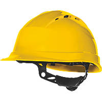 Delta Plus Quartz Up IV Vented Rotor Wheel Ratchet Safety Helmet Yellow