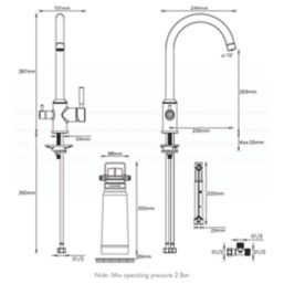 BWT  3-Way Deck Mounted Filter Tap Chrome
