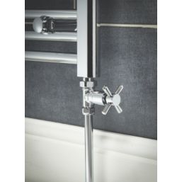 Palermo 15mm x 1/2" Chrome Straight Traditional Manual Radiator Valve Head & Body  2 Pack