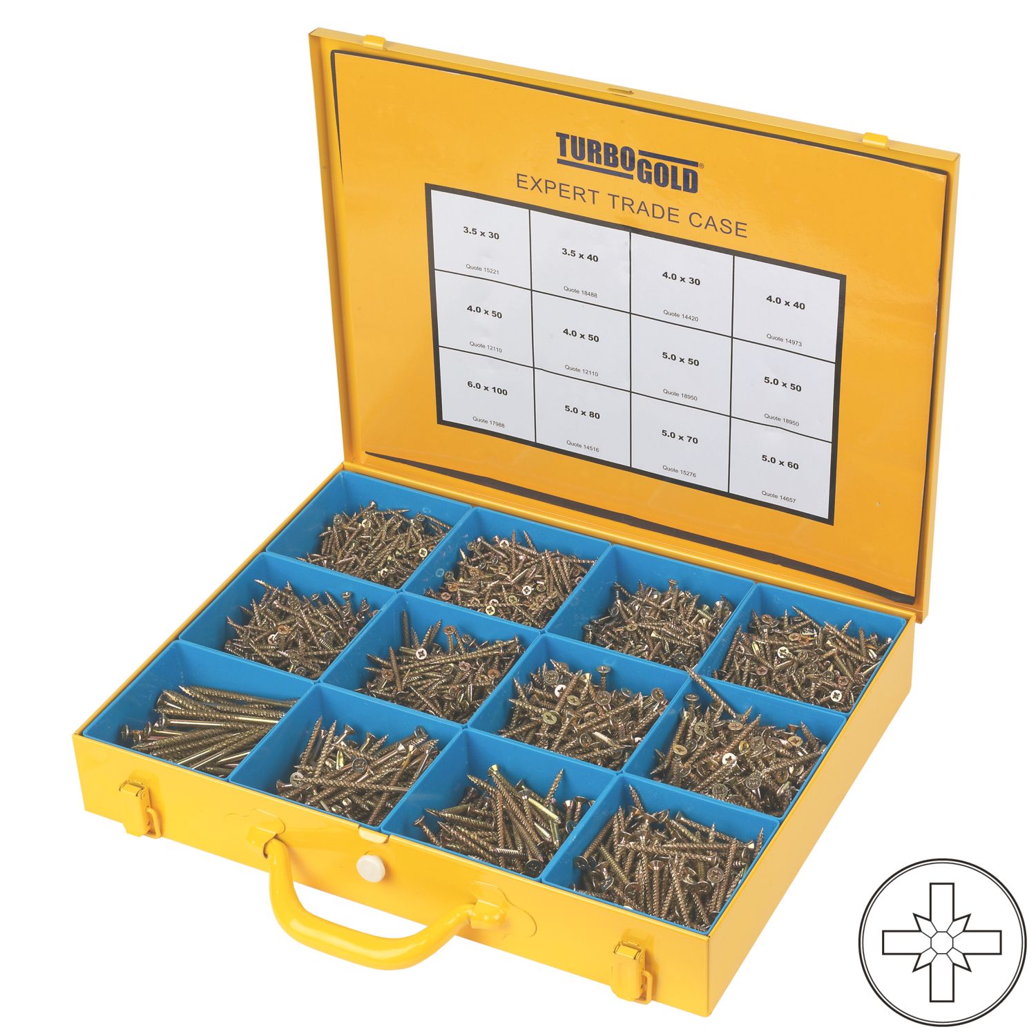 TurboGold PZ Double-Countersunk Woodscrews Expert Trade Case 2800 Pcs (39041)