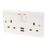MK Logic Plus 13A 2-Gang DP Switched Socket + 2.1A  2-Outlet Type A USB Charger White