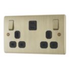 British General Nexus Metal 13A 2-Gang SP Switched Socket + 3.25A 45W 2-Outlet Type C USB Charger Antique Brass with Black Inserts