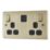 British General Nexus Metal 13A 2-Gang SP Switched Socket + 3.25A 45W 2-Outlet Type C USB Charger Antique Brass with Black Inserts