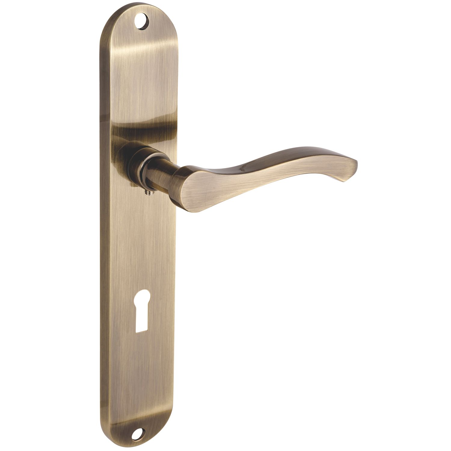 Smith & Locke Bigbury Fire Rated Lever Lock Door Handle Pair Antique Brass (390HY)