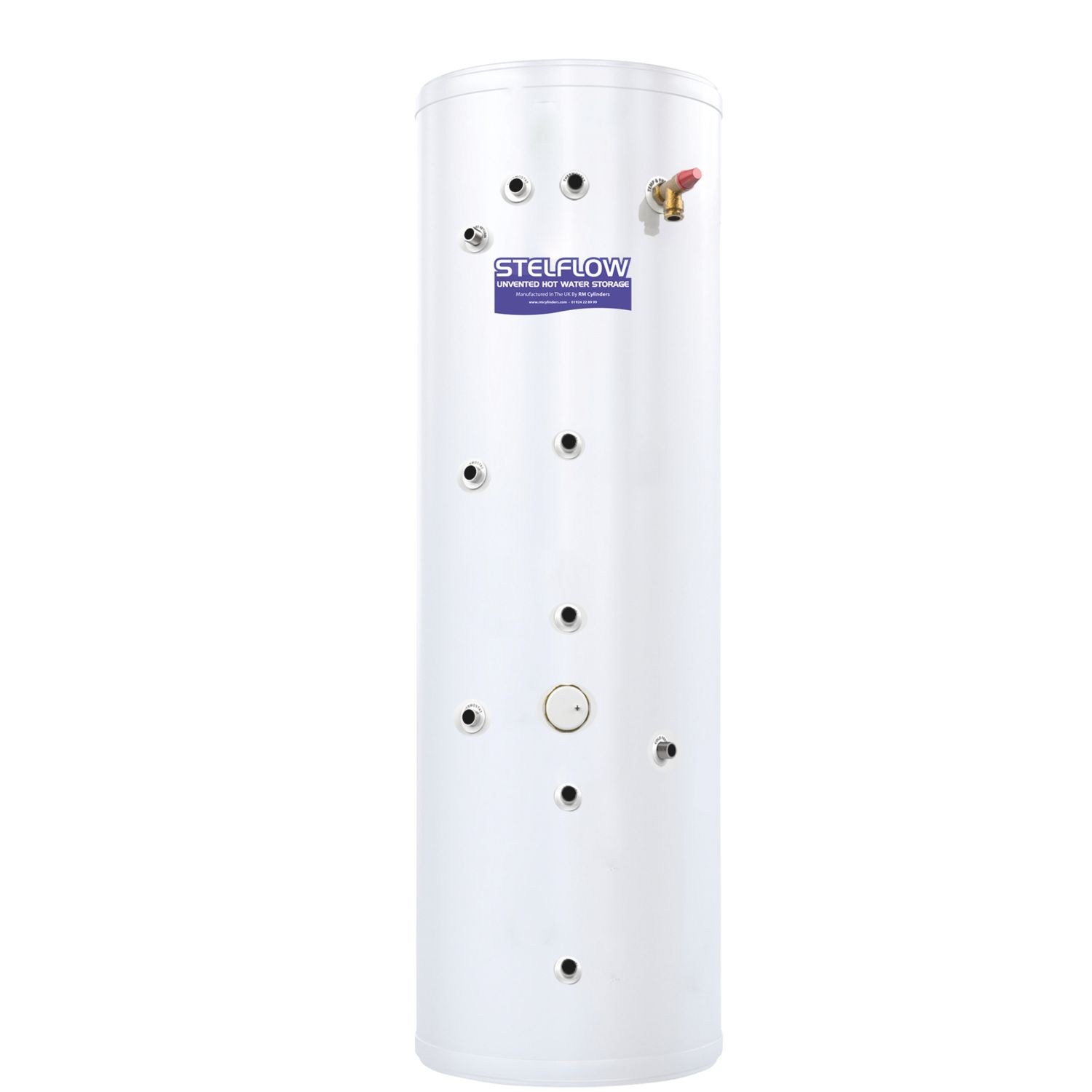 RM Cylinders Stelflow Indirect Unvented Twin Coil Hot Water Cylinder 250Ltr 3kW (390PG)