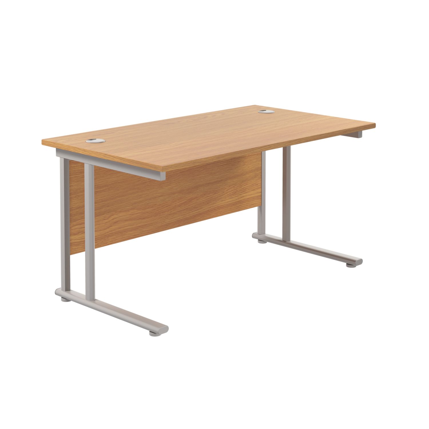 TC Group Aztec Twin Upright Rectangular Office Desk Nova Oak/Silver 1400mm x 800mm (390TT)